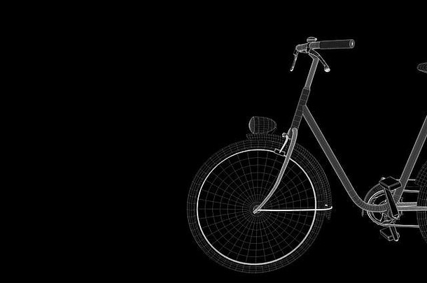 全息线框式自行车。漂亮的3D渲染
