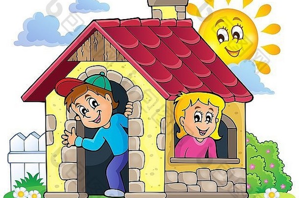 孩子们玩小房子主题图片插图