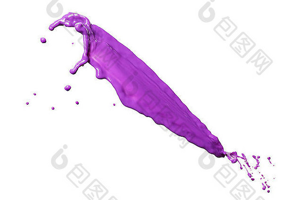 紫色的液体飞溅孤立的白色背景