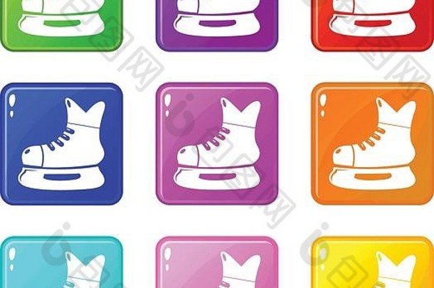 冰球滑板图标套装9色系列