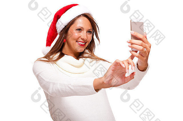 伊索拉特说，戴着圣诞帽的漂亮女人正在手机上读着发送圣诞祝福的短信，听到这个消息，她高兴地微笑着