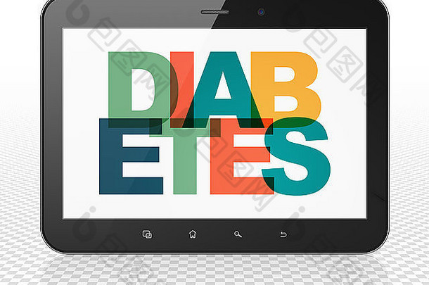 健康理念：显示糖尿病的平板电脑