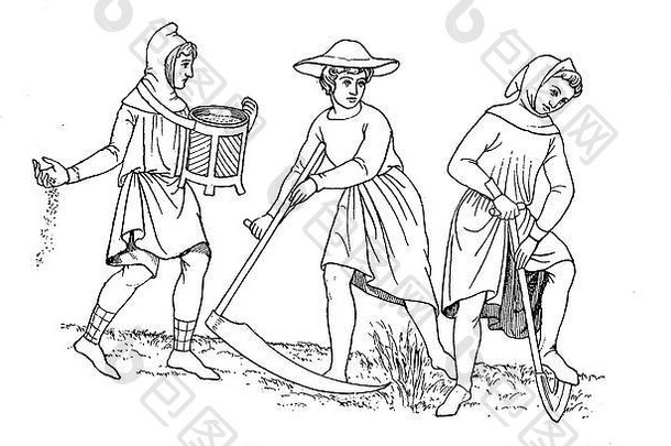 Gugel服装，Gugel是一种带有拖尾点的风帽，在中世纪的德国很流行，14岁的野外工作者niederer Staende说。世纪，时尚史，服装故事