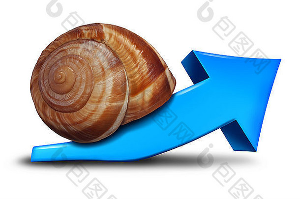 慢业务增长金融象征蓝色的维箭头指出形状的蜗牛概念缓慢利润收益<strong>经济</strong>慢慢地<strong>恢复</strong>