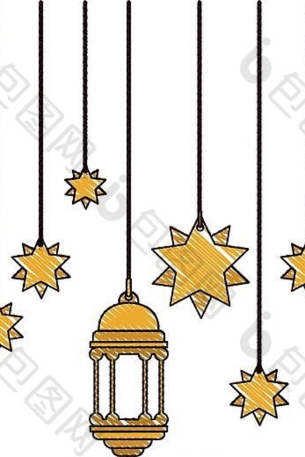 传统的阿拉伯语灯星星挂