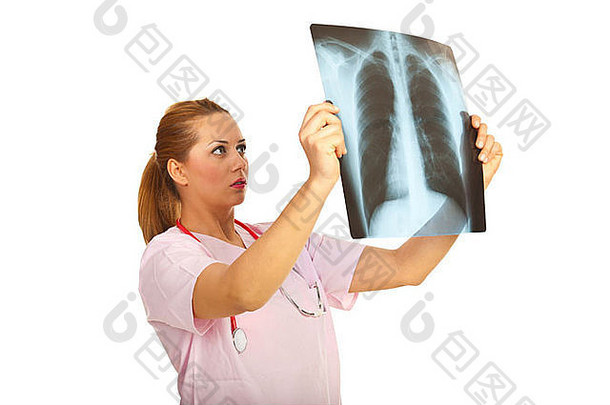 放射科医生女人x射线孤立的白色背景