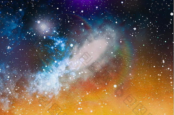 色彩斑斓的布满星星的晚上天空外空间背景