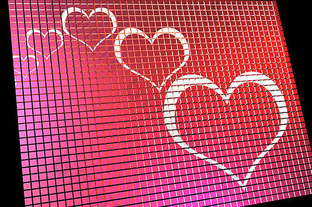 电脑上的红心显示爱情和网上约会