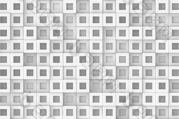 白色背景上不同高度立方体框架的3d渲染纹理。