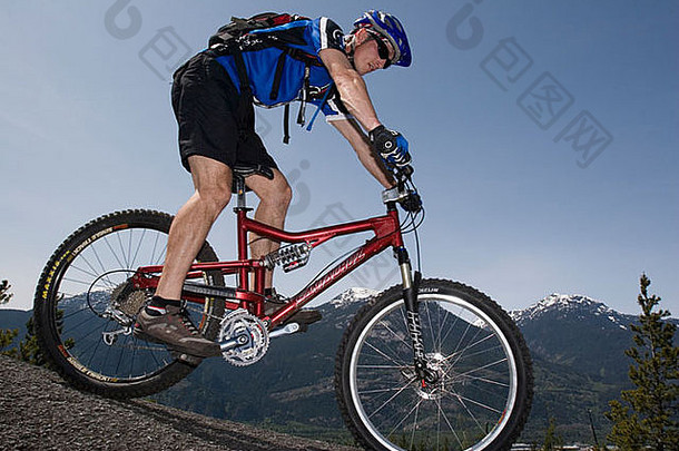 山骑自行车斯夸米什人英国哥伦比亚极端的骑自行车骑骑自行车美丽的风景优美的