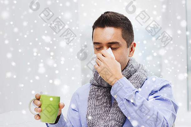 流感病人喝茶擤鼻涕