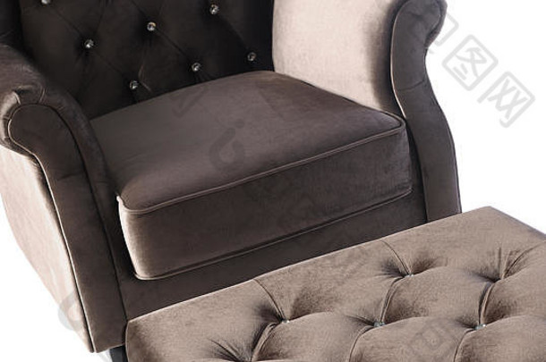 豪华软垫家具，舒适、时尚、吸引人的颜色，与白色背景隔离