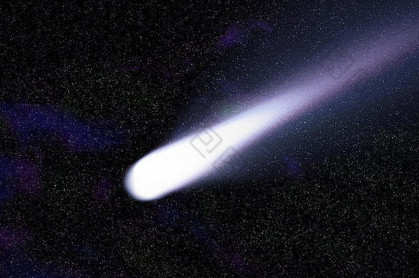 太空中的蓝色彗星和五颜六色的星云