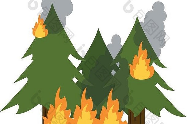 森林大火中的树木