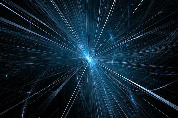 大型强子对撞机中的粒子裂变，计算机生成抽象背景，3D渲染
