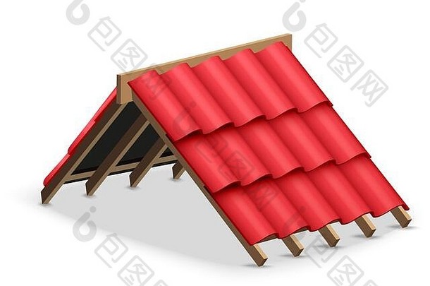 屋顶瓷砖覆盖的概念