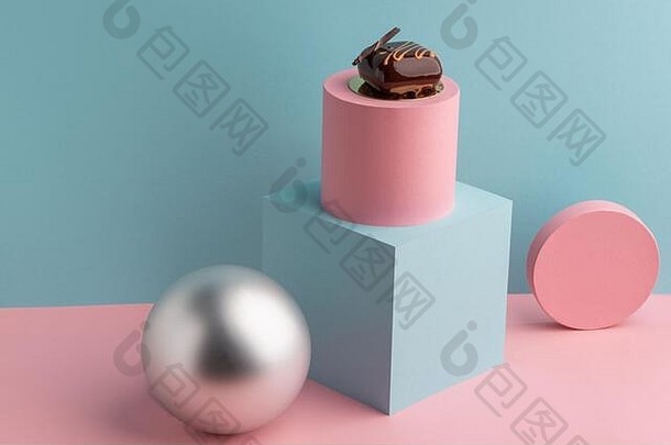 巧克力摩丝蛋糕球多维数据集油缸