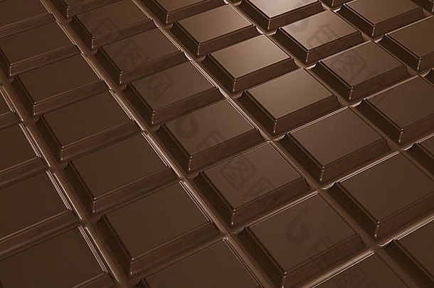 巧克力棒，长方形，质地。三维渲染