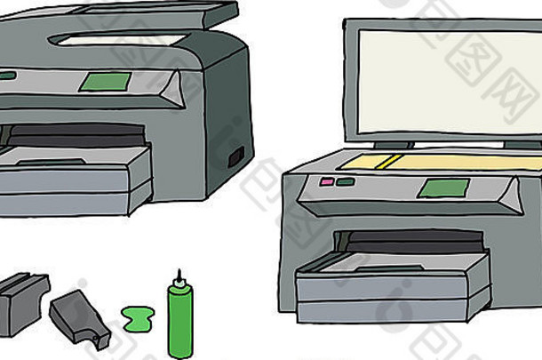 一体式打印机、扫描仪、带墨盒的复印机