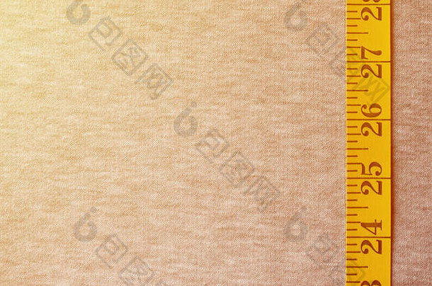 黄色的测量磁带数值指标形式厘米英寸谎言灰色的针织织物概念行业