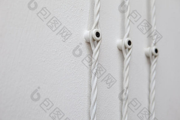 古董布线白色墙电线