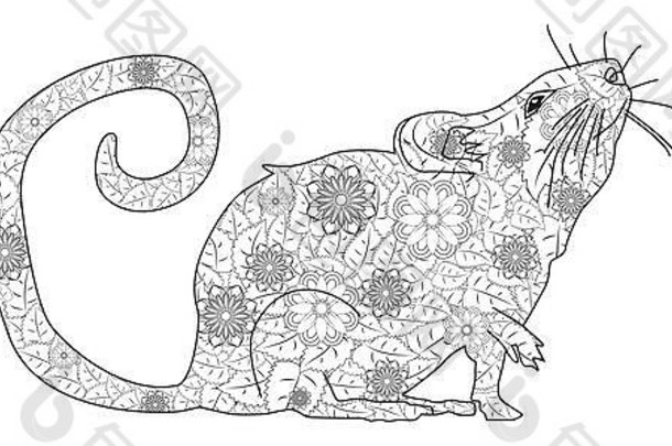 手画zentangle鼠标着色书成人装饰