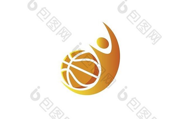 篮球球员粉碎服务球标志设计