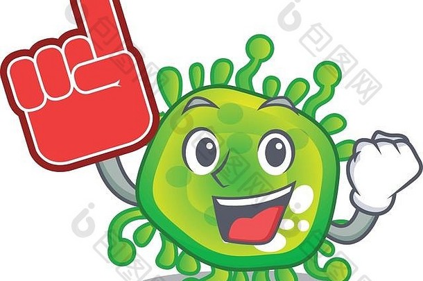 泡沫手指病毒细胞细菌微生物分离吉祥物