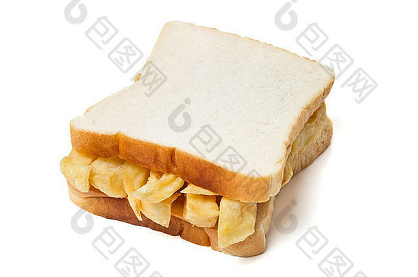 传统的英语芯片三明治孤立的白色