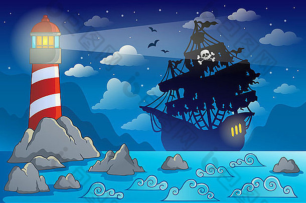海盗船轮廓海岸图片插图