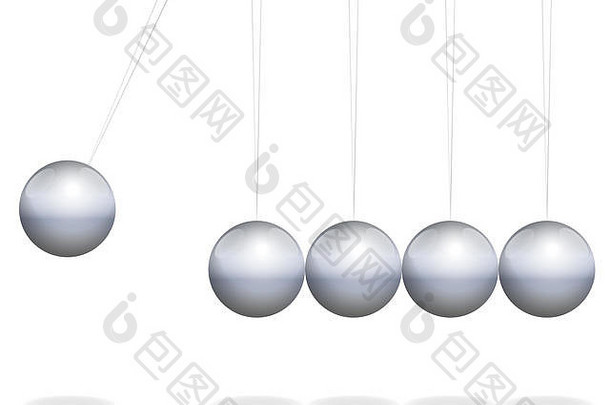 牛顿摇篮物理玩具金属球摆插图白色背景