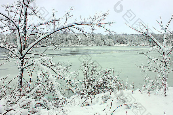 皮尔斯湖降雪-伊利诺斯州