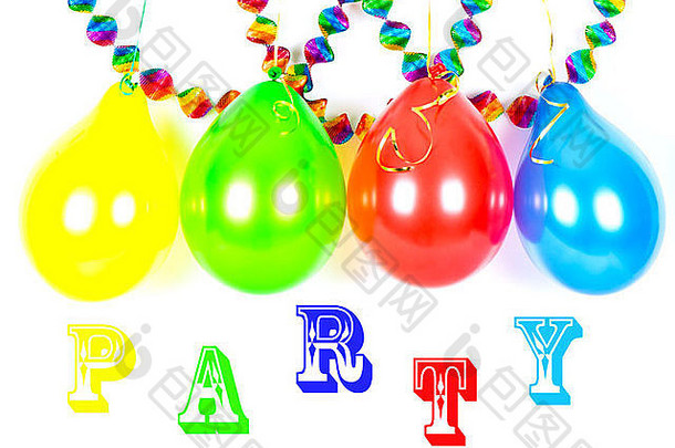 色彩斑斓的气球花环聚会，派对装饰