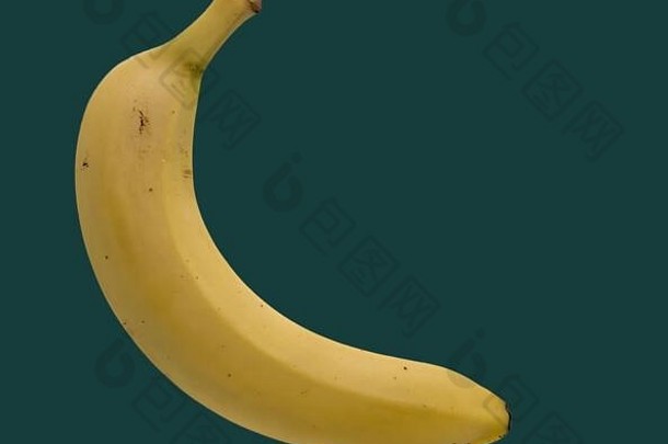 单黄色的<strong>香蕉</strong>孤立的绿色背景