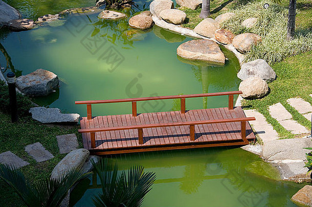 芭堤雅泰国杜赛度假村木制花园桥美丽泰国植物园