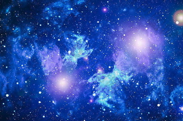 蓝色的黑暗晚上天空星星乳白色的空间背景