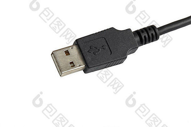 白色背景上的USB电缆插头