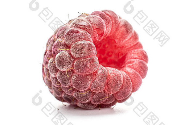 集团<strong>新鲜</strong>的深红色的树莓孤立的白色背景