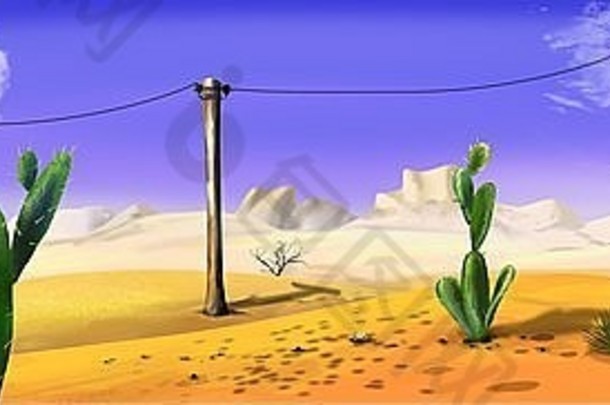 <strong>西部</strong>沙漠中的电线杆景观。