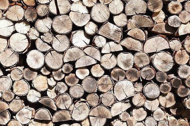 新鲜的减少木材日志堆行背景德国