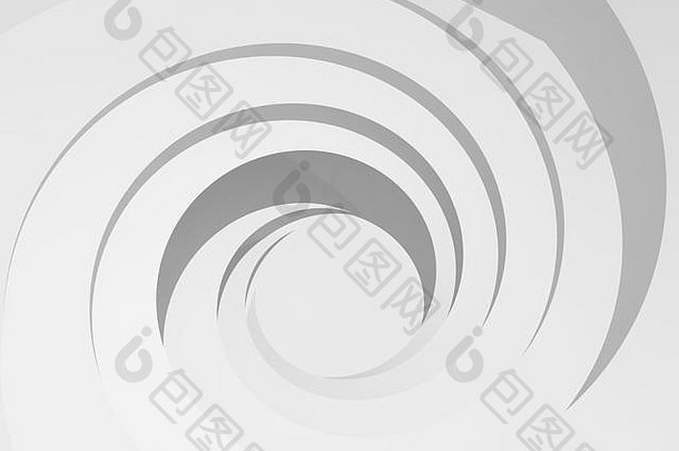 白色螺旋孔背景。抽象数字插图，3d渲染