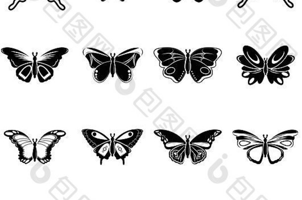 蝴蝶系列图标集，简单风格