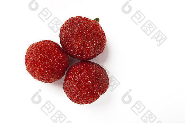 新鲜的红色的草莓白色孤立的背景