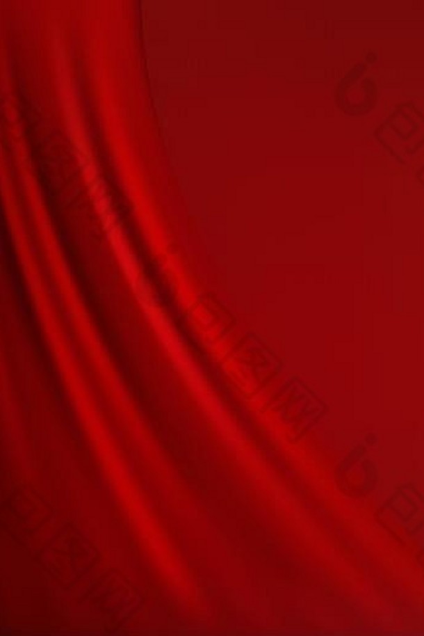 抽象红色背景布或丝质缎子或天鹅绒材料波浪褶皱的液波插图