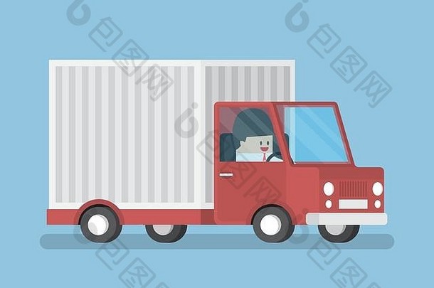 商人开车卡车运输交付概念