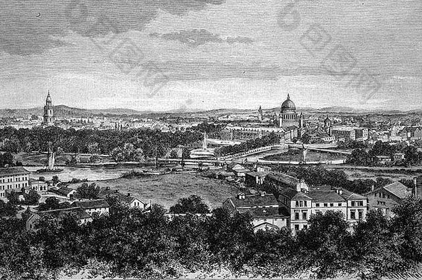 城市景观，波茨坦，德国，历史插图，约1886年