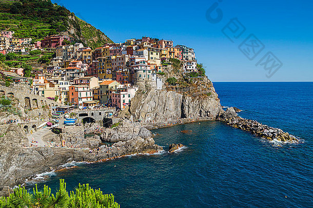 意大利北部利古里亚最古老的Cinque Terre村庄Manarola