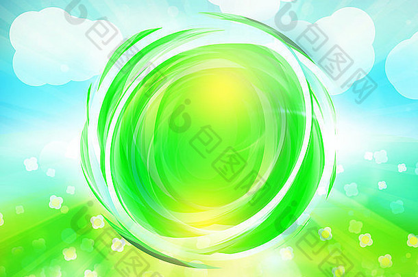 绿色生态自然抽象圆形插图