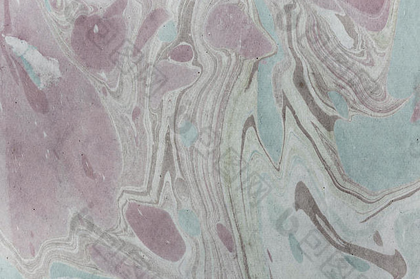 墨水大理石纹理。Ebru手工制作波浪背景。牛皮纸表面。独特的艺术插图。液态大理石纹纹理。