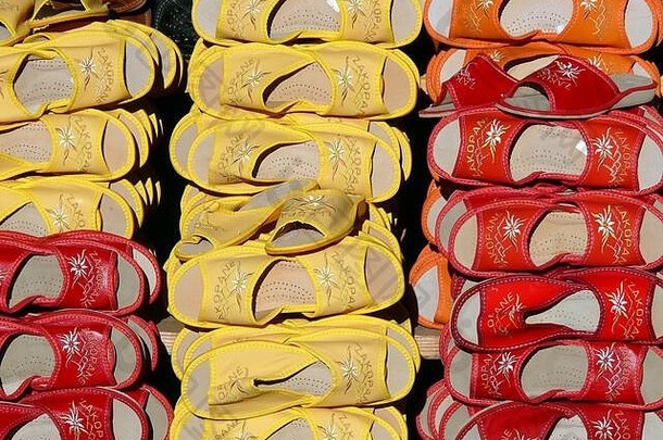 传统皮革拖鞋，Zakopane，小波兰省，波兰，欧洲